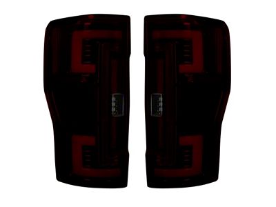 OLED Tail Lights; Black Housing; Dark Red Smoked Lens (17-19 F-350 Super Duty w/ Factory Halogen Tail Lights)