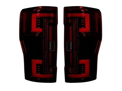 OLED Tail Lights; Black Housing; Red Lens (17-19 F-350 Super Duty w/ Factory Halogen Tail Lights)