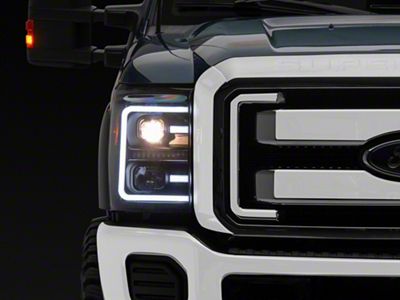 Plank Style Switchback Projector Headlights; Black Housing; Clear Lens (11-16 F-350 Super Duty)