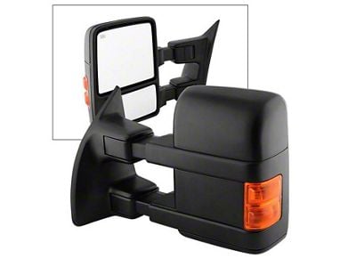 Powered Heated Manual Extendable Towing Mirror; Driver Side (11-14 F-350 Super Duty)