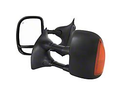 Powered Adjustable Heated Manual Extendable Towing Mirrors with Amber LED Turn Signals; Black (99-07 F-350 Super Duty)