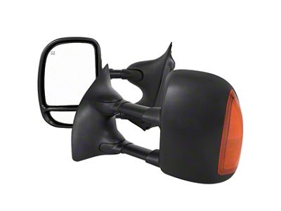 Powered Adjustable Heated Manual Extendable Towing Mirrors with Amber LED Turn Signals; Black (99-07 F-350 Super Duty)