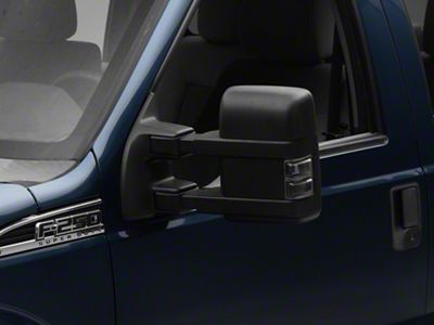 Powered Heated Memory Power Folding Towing Mirror without Cap; Driver Side (11-16 F-350 Super Duty)