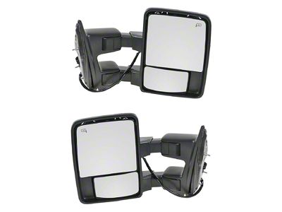 Powered Heated Power Folding Towing Mirrors with Chrome and Textured Black Cap (08-10 F-350 Super Duty w/ Marker Lights)