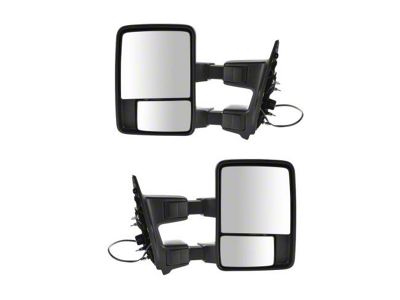 Powered Heated Power Folding Towing Mirrors with Chrome and Textured Black Cap (99-07 F-350 Super Duty)