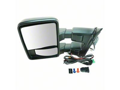Powered Heated Power Folding Towing Mirrors; Textured Black (99-07 F-350 Super Duty)