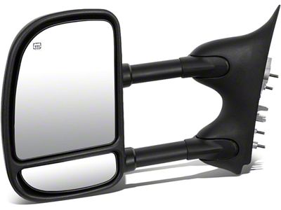 Powered Heated Towing Mirror with Amber LED Signal; Driver Side; Black (99-07 F-350 Super Duty)