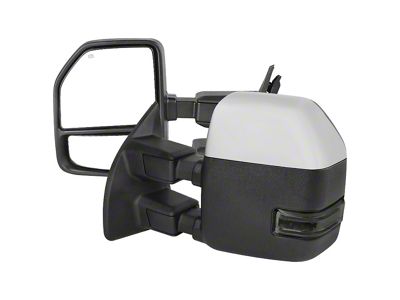 Powered Heated Towing Mirrors with Smoked LED Turn Signals; Chrome (11-16 F-350 Super Duty)