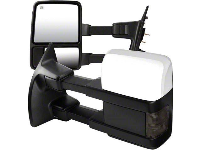 Powered Heated Towing Mirrors with Smoked LED Turn Signals; Chrp,e (11-16 F-350 Super Duty)
