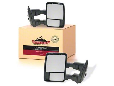 Powered Non-Heated Towing Mirrors; Chrome and Black (99-07 F-350 Super Duty)