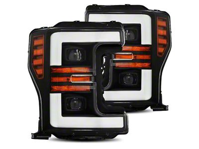 PRO-Series Projector Headlights; Black Housing; Clear Lens (17-19 F-350 Super Duty w/ Factory Halogen Headlights)