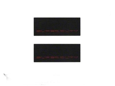 Rear Door Sill Protection with Super Duty Logo; Raw Carbon Fiber; Black and Red (17-24 F-350 Super Duty SuperCrew)