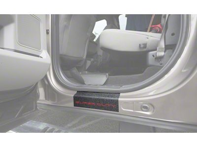 Rear Door Sill Protection with Super Duty Logo; TUF-LINER Black; Black and Red (17-25 F-350 Super Duty SuperCrew)