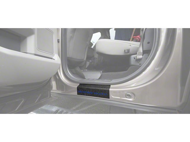 Rear Door Sill Protection with Super Duty Logo; TUF-LINER Black; Blue (17-24 F-350 Super Duty SuperCrew)