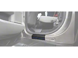 Rear Door Sill Protection with Super Duty Logo; TUF-LINER Black; Blue (17-24 F-350 Super Duty SuperCrew)