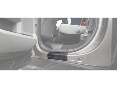 Rear Door Sill Protection with Super Duty Logo; TUF-LINER Black; Dark Gray (17-24 F-350 Super Duty SuperCrew)