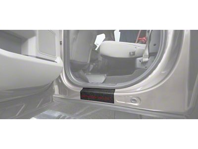 Rear Door Sill Protection with Super Duty Logo; TUF-LINER Black; Red (17-25 F-350 Super Duty SuperCrew)