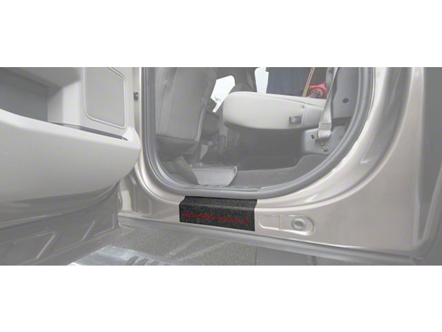 Rear Door Sill Protection with Super Duty Logo; TUF-LINER Black; Red (17-24 F-350 Super Duty SuperCrew)