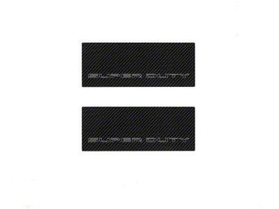 Rear Door Sill Protection with Super Duty Logo; Raw Carbon Fiber; Black and Gray (17-24 F-350 Super Duty SuperCrew)