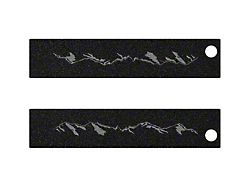 Rear Door Sills Accent Trim; Black with Gray Mountain Logo (11-16 F-350 Super Duty SuperCab, SuperCrew)