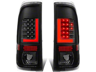 Red L-Bar LED Tail Lights; Black Housing; Clear Lens (11-16 F-350 Super Duty)