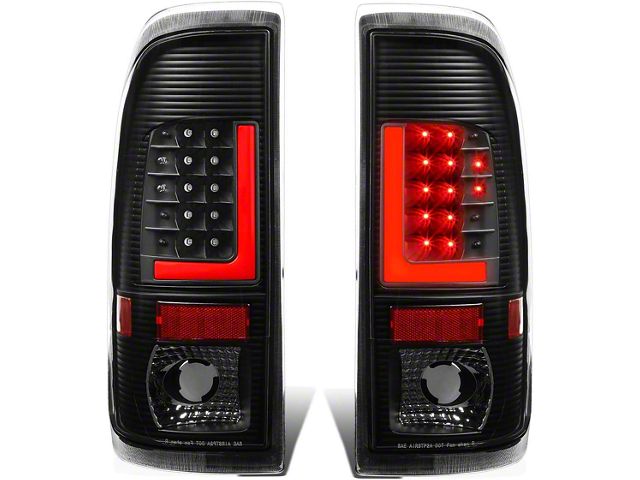 Red L-Bar LED Tail Lights; Black Housing; Clear Lens (11-16 F-350 Super Duty)