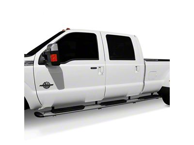 Regal 7-Inch Wheel-to-Wheel Oval Side Step Bars; Rocker Mount; Polished Stainless (17-25 F-350 Super Duty SuperCrew w/ 6-3/4-Foot Bed)