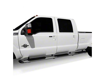Regal 7-Inch Wheel-to-Wheel Oval Side Step Bars; Rocker Mount; Polished Stainless (17-24 F-350 Super Duty SuperCrew w/ 8-Foot Bed)