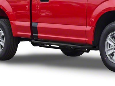 Rocker Armor Side Step Bars; Matte Black (17-24 F-350 Super Duty Regular Cab)