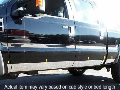 Rocker Panel Trim; Lower Kit; Stainless Steel (99-07 F-350 Super Duty DRW SuperCrew w/ 8-Foot Bed)