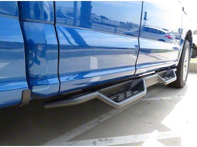 Round Tube Drop Style Nerf Side Step Bars; Black (17-23 F-350 Super Duty SuperCab)