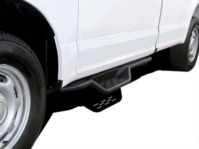 Round Tube Drop Style Nerf Side Step Bars; Black (17-24 F-350 Super Duty Regular Cab)