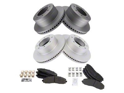 Semi-Metallic 8-Lug Brake Rotor and Pad Kit; Front and Rear (13-22 4WD F-350 Super Duty SRW)