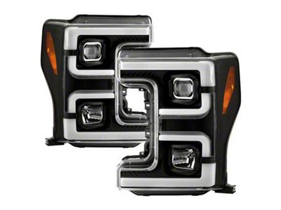 Signature Series LED DRL Projector Headlights; Black Housing; Clear Lens (17-18 F-350 Super Duty w/ Factory Halogen Headlights)