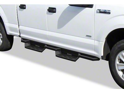 Square Tube Drop Style Nerf Side Step Bars; Matte Black (17-25 F-350 Super Duty SuperCrew)
