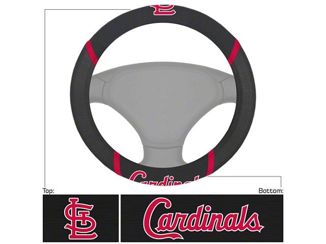Steering Wheel Cover with St. Louis Cardinals Logo; Black (Universal; Some Adaptation May Be Required)