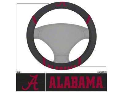 Steering Wheel Cover with University of Alabama Logo; Black (Universal; Some Adaptation May Be Required)