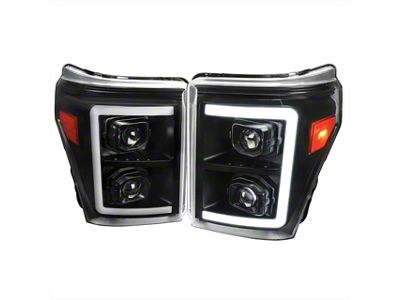 Switchback Sequential LED C-Bar Projector Headlights; Matte Black Housing; Clear Lens (11-16 F-350 Super Duty)