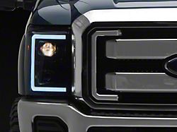 Switchback Sequential LED C-Bar Projector Headlights; Black Housing; Smoked Lens (11-16 F-350 Super Duty)
