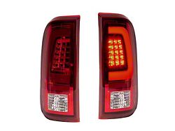 Tail Lights; Chrome Housing; Red Clear Lens (11-16 F-350 Super Duty)