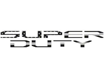 Tailgate Letter Overlays; Black and Silver American Flag (20-22 F-350 Super Duty, Excluding King Ranch, Limited & Platinum)