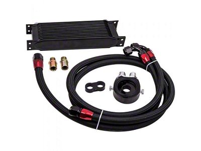 Universal Engine Oil Cooler with Oil Filter Adapter and Hose Kit; 13-Row (Universal; Some Adaptation May Be Required)