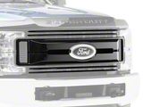 Chrome Delete Upper Grille Overlay; Gloss Black (17-19 F-350 Super Duty XL, XLT)