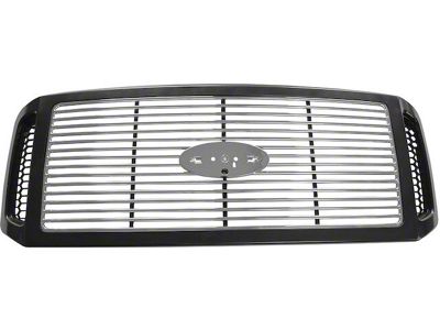Upper Replacement Grille; Black and Silver (05-07 F-350 Super Duty Harley Davidson)