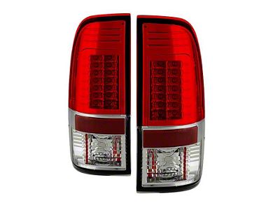 Version 2 LED Tail Lights; Chrome Housing; Red/Clear Lens (11-16 F-350 Super Duty)