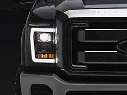 Version 2 Light Bar DRL Projector Headlights; Black Housing; Clear Lens (11-16 F-350 Super Duty)
