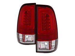 Version 3 Light Bar LED Tail Lights; Chrome Housing; Red/Clear Lens (11-16 F-350 Super Duty)