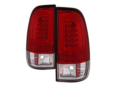 Version 3 Light Bar LED Tail Lights; Chrome Housing; Red/Clear Lens (11-16 F-350 Super Duty)