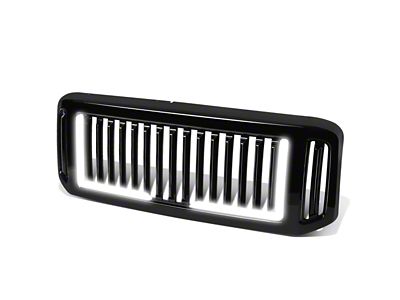 Vertical Fence Style Upper Replacement Grille with LED DRL Light; Black (05-07 F-350 Super Duty)
