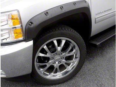 Elite Series Rivet Style Fender Flares; Front and Rear; Smooth Black (17-22 F-350 Super Duty SRW)